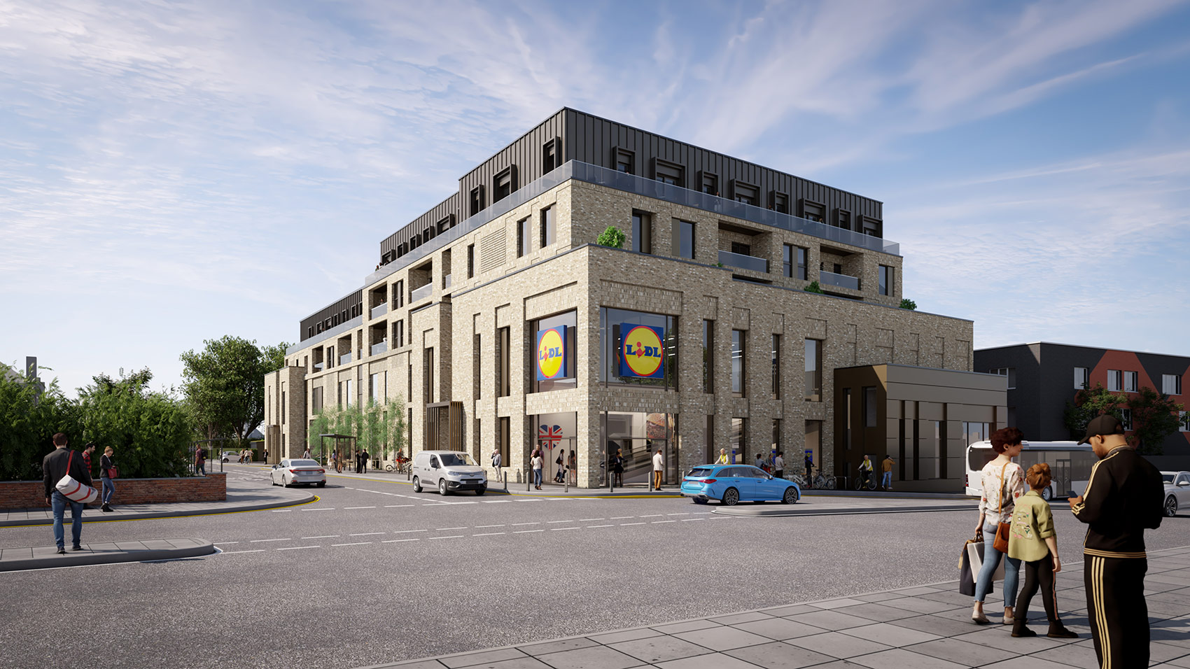 3D visual of the proposed Lidl store & new homes